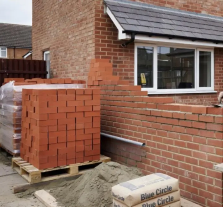 Residential construction work in progress on a domestic property